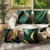 1/4pcs Exquisite Green and Gold Leaf Patterned Pillowcases Sofa Cushion Cover Home Bedroom Room Decoration