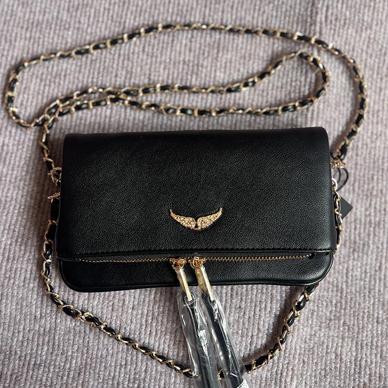 ZV Women's Classic Wing Rivet Shoulder Bag - Trendy, Versatile Small Square Chain Bag
