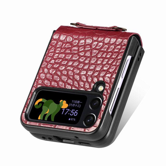 Lommebok Funksjon Telefonstropp Lærveske For Samsung Galaxy Z Flip 4 5g Flip4 Full Protection Card Slot Cover