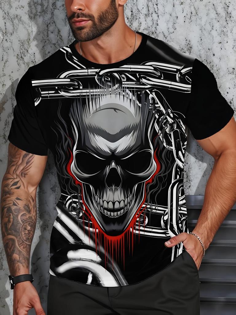 Fashion Men's Crew Neck Short Sleeve 3D Animal Color Printing Animal Short Sleeve Crew Neck T-Shirt