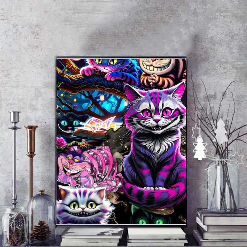 Disney Pittura Diamante Fai da Te 5D Alice nel Paese delle Meraviglie Gatto Soriano Illustrazione di Gruppo Mosaico Ricamato Punto Croce Decorazione Casa Regali Artigianato