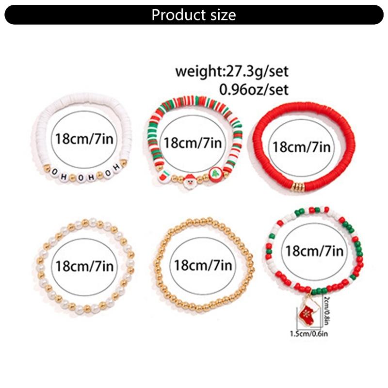 Multifuntional Elastic Bead Bracelet Soft Clay Adjustable Bracelets Set for Christmas Celebration and Everyday Wear