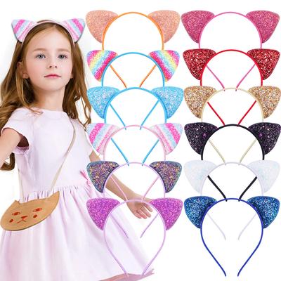 Cerchietto con Orecchie da Gatto Glitterato Cerchietto da Gattino per Ragazze e Donne Cerchietto di Metallo Scintillante Accessori per Capelli per Tutti i Giorni