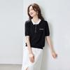 Srcr Women's Silk Blend Embroidered Short Sleeve Polo T-Shirt