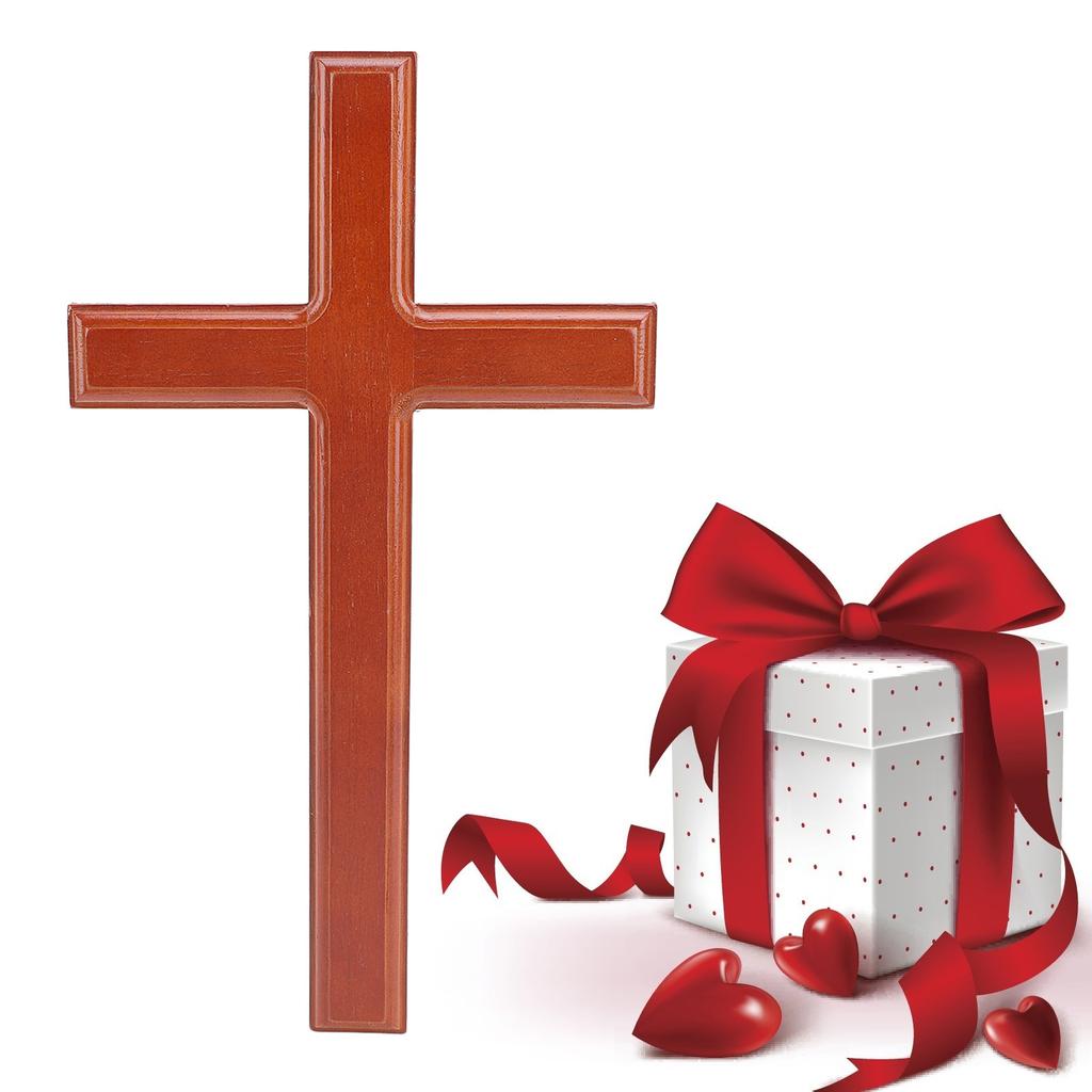 Wooden Crucifix Wall Decor 30cm Simple Smoothly Polished Wood Wall Hanging Crucifix