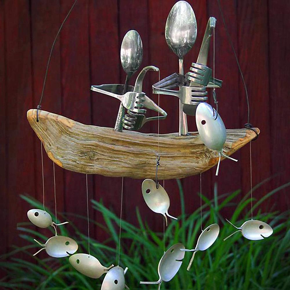 Creative Fishing Man Wind Chime for Garden Decoration and Relaxation