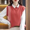 Spring and Autumn Vest Vest, Crew Neck Splicing Sleeveless Sweater Loose Outer Knitted Vest