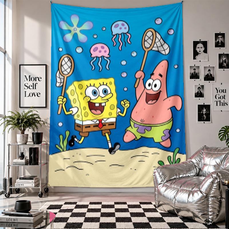 Wall TapestrySpongeBob Football Art Hanging Cloth Decorative Background Cover for Room Decoration