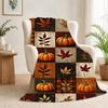 Cozy Autumn Patchwork Flannel Throw Blanket Suitable for Couch, Bed, Office & Travel - Soft Warm Weighted Bedspread with Rustic Maple Patchwork, Machi