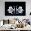 Night Lake Swan Love Picture Canvas Painting Posters and Prints Modern Wall Art Bedroom Bedside Living Room Home Decoration