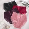 1pcs Women's High Waisted Plus Size Lace Spliced Cotton Underwear, Full Coverage Fashionable, Breathable, Soft and Comfortable Women's Underwear