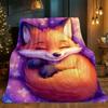 Sleeping Fox Animal Print Flannel Blanket Cozy Soft Throw Blanket Cute Animal Design Bedroom Decor Gift for Animal Lovers