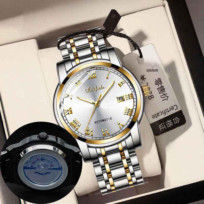 Ailifeida Men's Quartz Watch: Hollow Design, TikTok Streaming, Waterproof, Business Style, Calendar Feature.