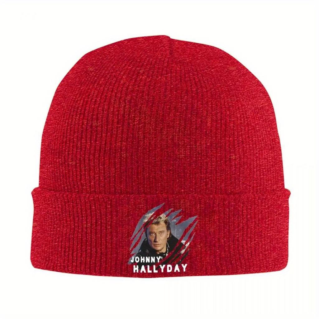Pop-Sänger Johnny Hallyday Strickmütze Beanie Wintermütze Warm Unisex Lässige Kappen Unisex Damen Geschenk