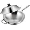 Tri-Ply Stainless Steel Wok Pan 12.6 Inch Stir-Frying Pan Induction Cooking Pan Dishwasher and Oven Safe with Auxiliary Handle