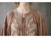 2025 Summer Plus Size Women's Retro Embroidered V-Neck Bell Sleeve Dress