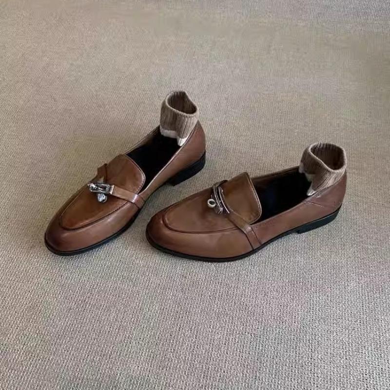 Retro Versatile Women's Leather Shoes - Low Heel Single Shoes