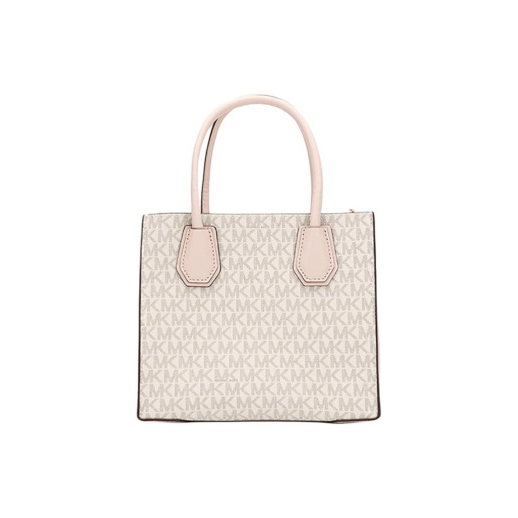 Michael Kors MK Mercer Klassische Monogramm-Farbblock-Leder-Faltenbalg-Schultertasche Crossbody-Handtasche Mittelgroß Damenhandtaschen 35S1GM9M2B-POWDER-BLUSH