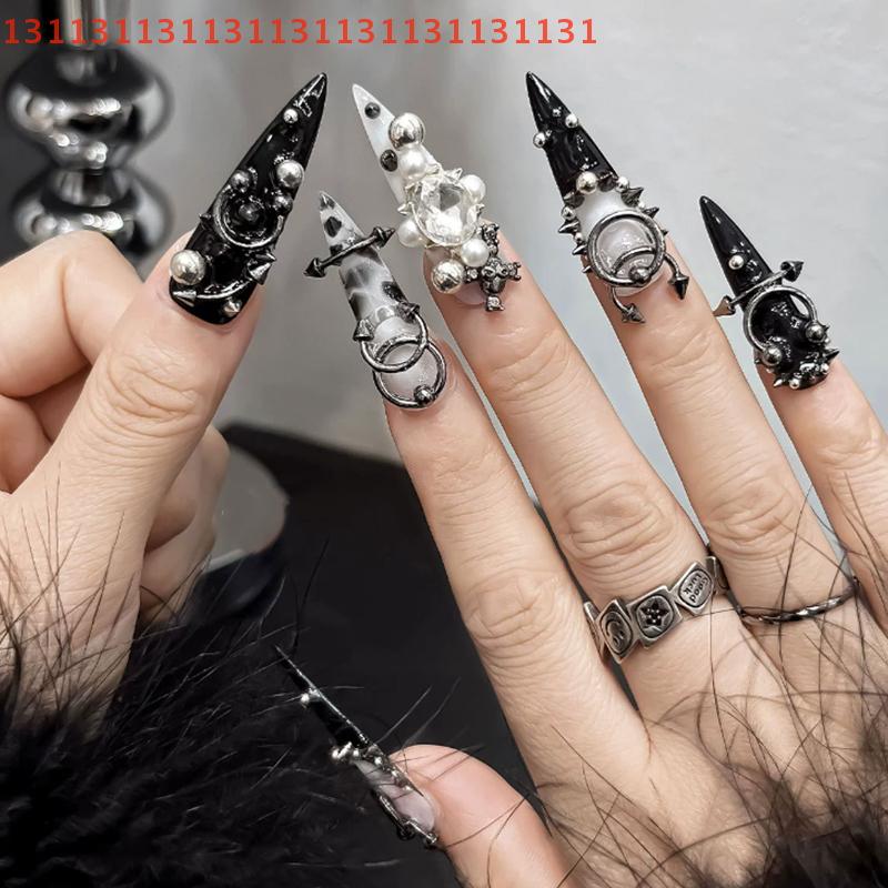 DIY Glamour Nail Decoration 12 Grids Gothic Punk Retro Metal Nail Jewellery 3D Gold Silver Nail Rhinestone Accessories