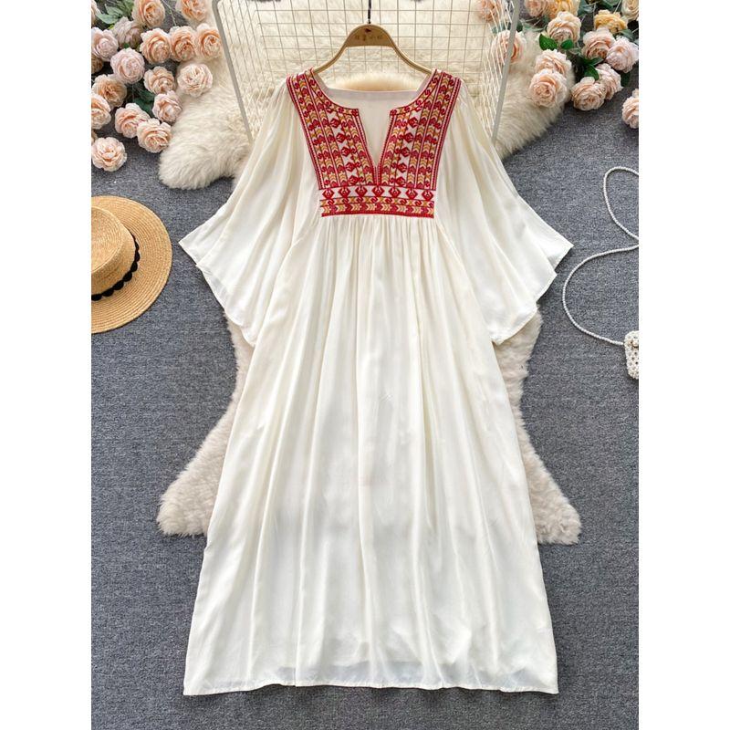 Women's Clothing Plus Size Ladies Ethnic Style Retro Slimming Dress