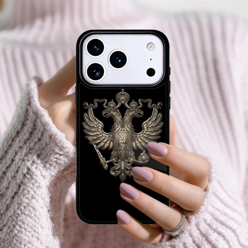 Russian Coat of Arms Phone Case For Apple iPhone 17 Air 16E 15 14 Plus 13 12 11 Pro Max Mini Funda Cover