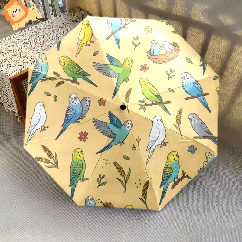 1 PC Automatic Folding Umbrella - Cute Parrot Pattern, Portable & Foldable Design with 8 Ribs, Christmas Birthday Gifts