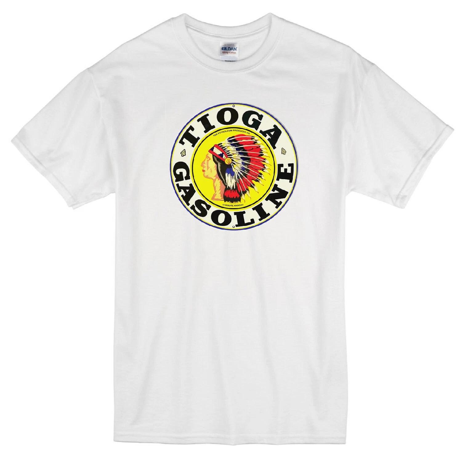 TIOGA MOTOR OIL GASOLINE STATION RETRO INDIAN LOGO WHITE T-shirt M