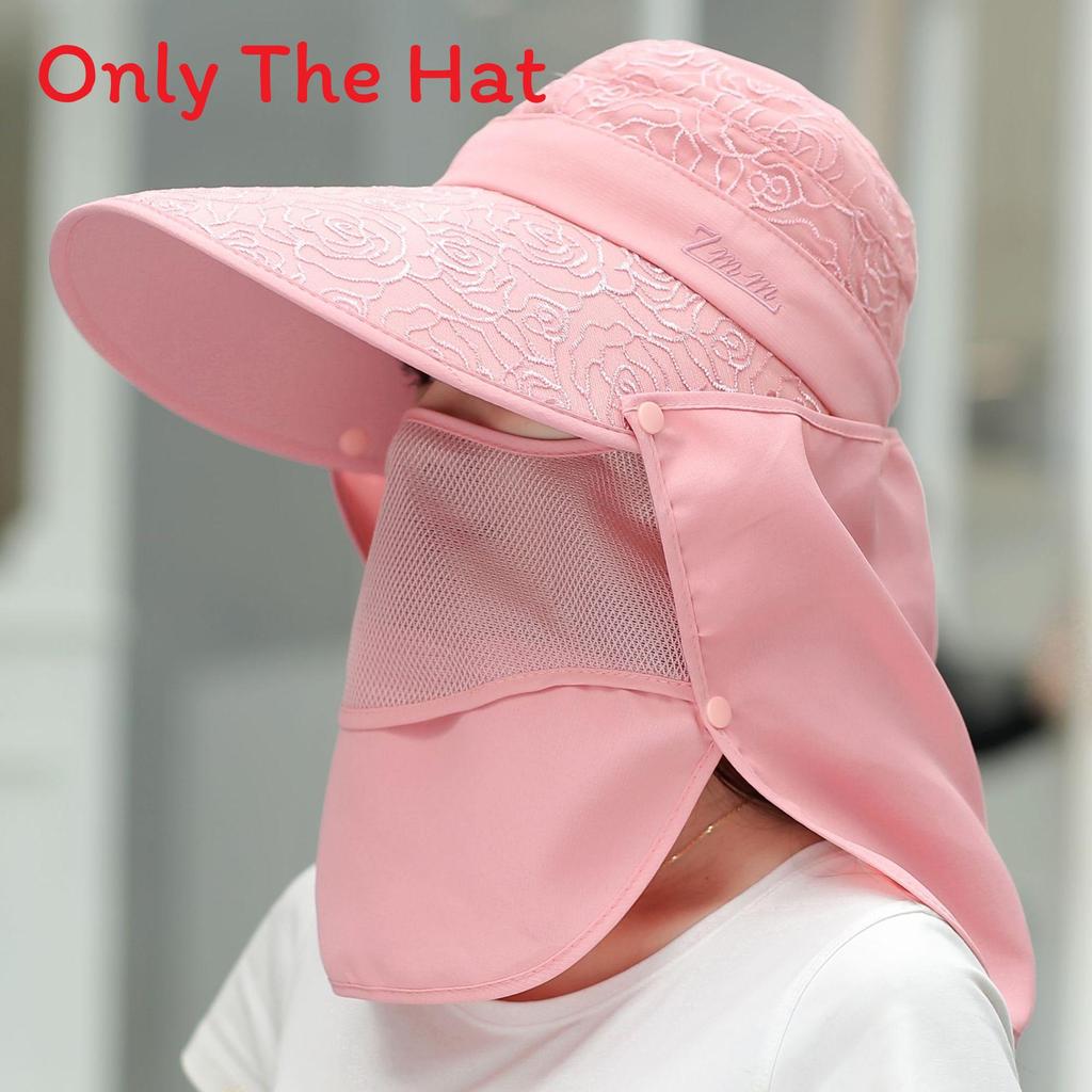 Sun Protection Cap For Women With Large Brim And Detachable Top For Summer Outdoor Activities