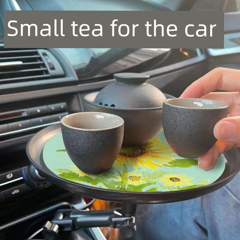On-Board Bracket Cup Holder Dinner Plate Tray Car Cup-Seat Beverage Table Food Storage Small Dining Table Mini