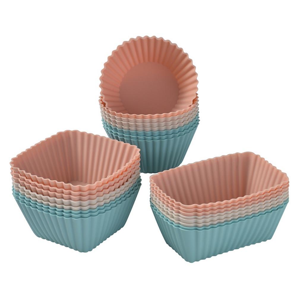 24Pcs Round/Square Silicone Muffin Molds Creative Lunch Box Dividers  Baking Supplies