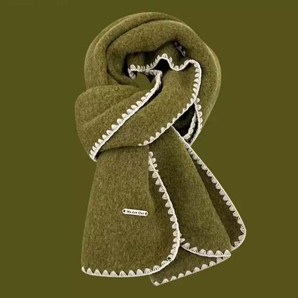 Solid Color Lock Edge Winter Scarf Soft Women Warmer Scarf Long Thickened Neckscarf  Christmas