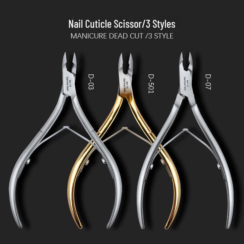 SULLMAR Dead Skin Scissors & Pliers Set (Gold & Silver, Stainless Steel, Double Fork) D-501/D07/D03