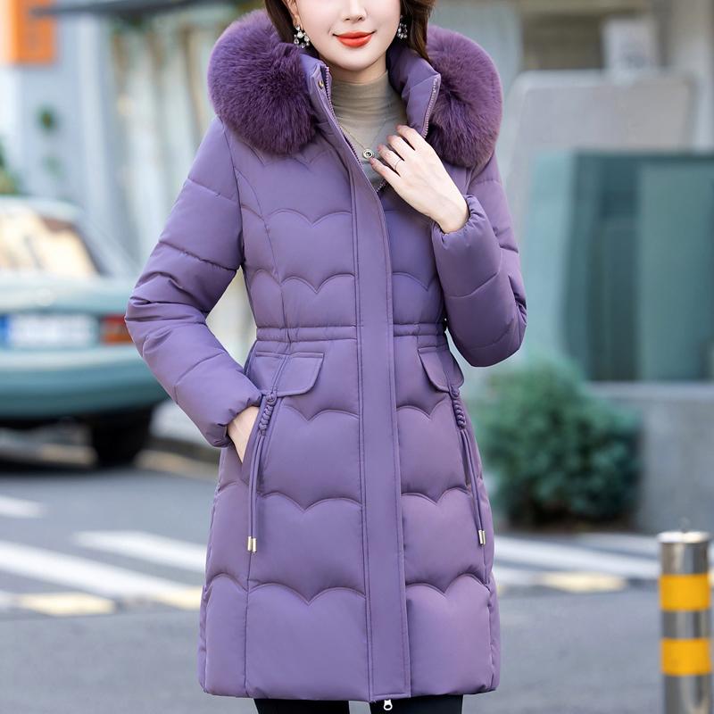 Mode Winterjacken Damen Lange Parkas Kapuze Kunstfellkragen Locker Dick Warm Damenmäntel