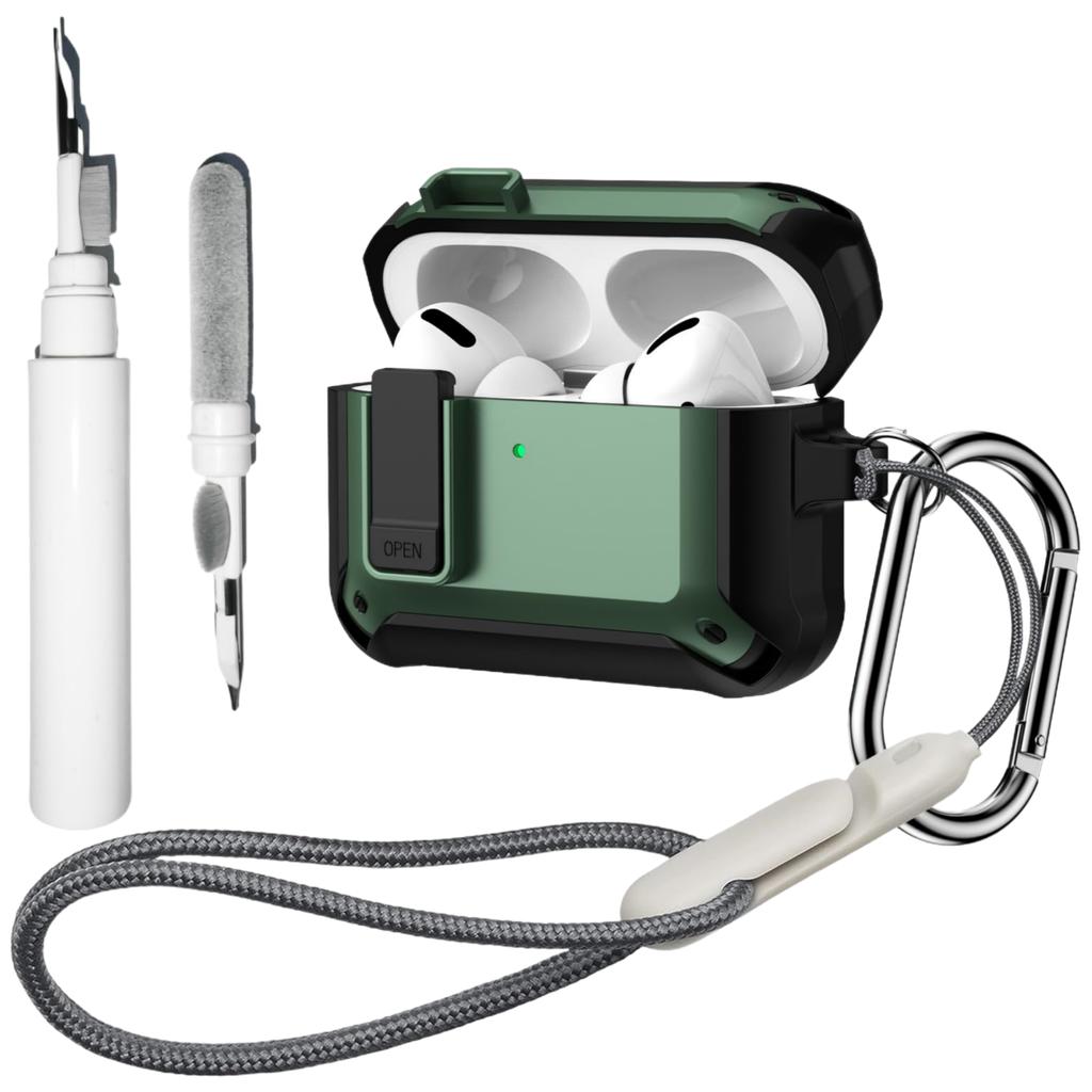 Case for Airpods Pro 3 (2025) Secure Lock Clip Full Shockproof Protective Case with Cleaning Kit Lanyard for Apple AirPods Pro 3