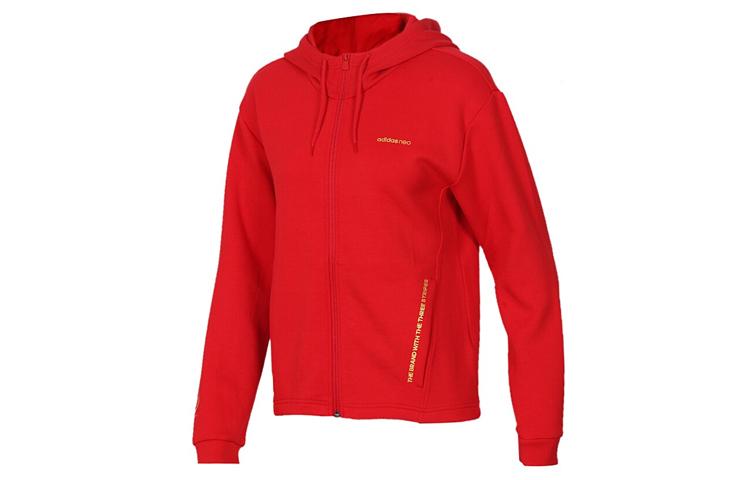 adidas Kurtki Neo Damskie Czerwone z Kapturem Średnie DZ7598
