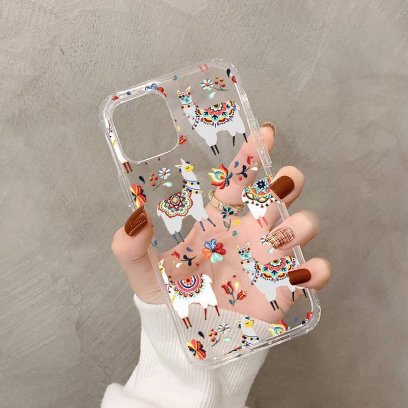 

Kawaii милый лама альпака животные мультфильм красочный чехол для телефона для iphone 13 11 12 pro XS MAX 8 7 6 6S Plus X 5S SE 2020 XR чехол iphone SE 2020