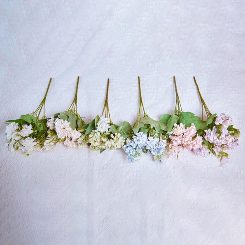 9 Head White Artificial Hydrangea Flowers for Wedding Christmas Living Room Home Decor Valentine's Day Fake Flower DIY Bouquets