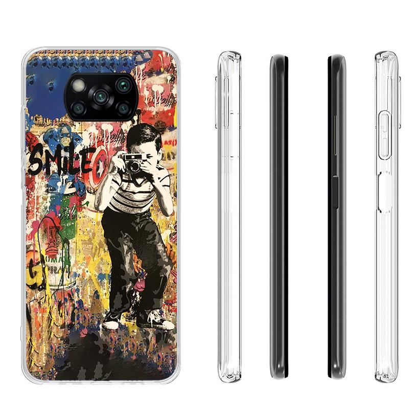 Banksy Graffiti Art Phnoe Case for Xiaomi Poco X5 X6 X7 Pro X4 Gt F7 Ultra M8 M7 Redmi 15C 15 13C 13 12C 12 Unique Cover Coque P