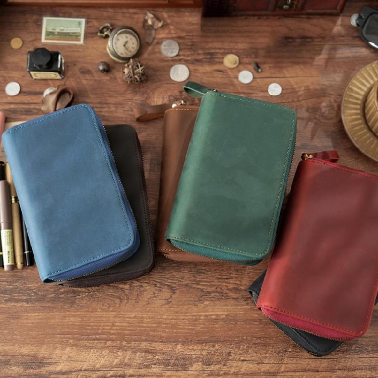 Leather Fountain Pen Case 10 Section Zippered Pencil Bag Fountain Pens Storage Pouches For School Office Supplies