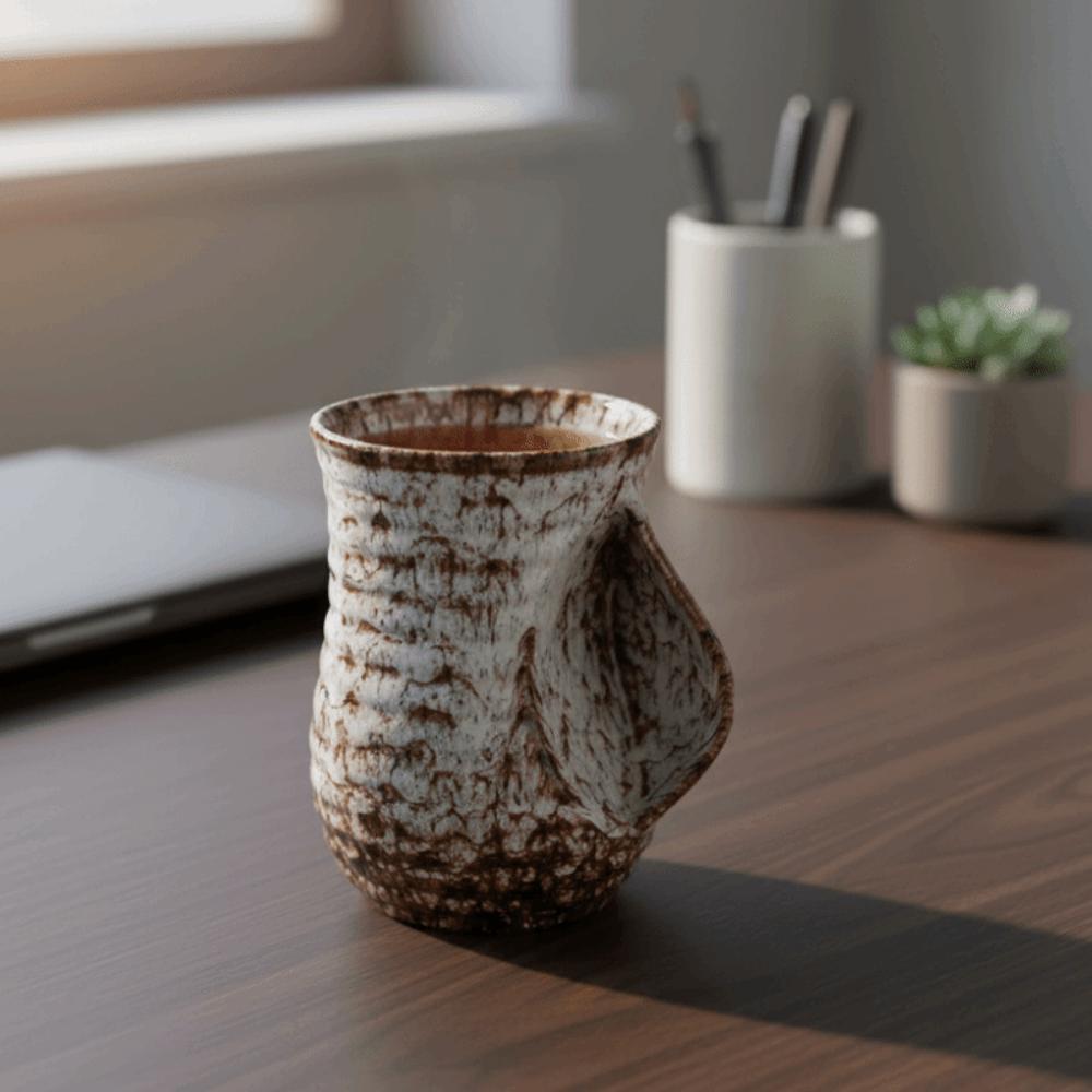 Large Capacity Glazed Ceramic Coffee Mug Heat-Resistant Teacup Creative Hand Warmer Cup  Gift