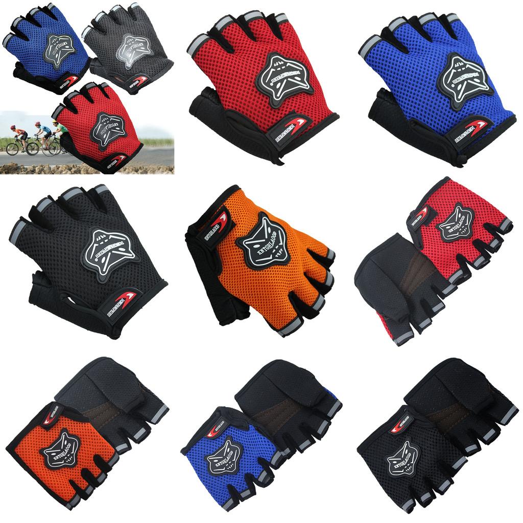 Lightweight Non-slip Half Finger Cycling Gloves In Red Yellow Blue And Black Colors