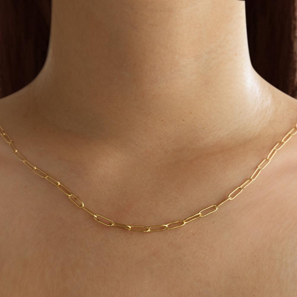 New Personalized Stainless Steel Plain Ring Oval Chain Necklace Cuban Neck Chain Girls Jewelry