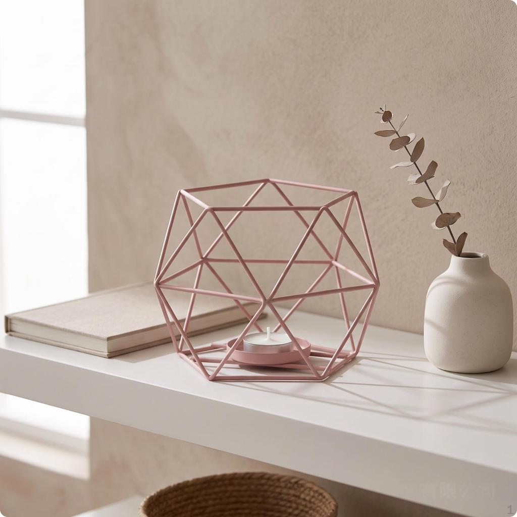 Minimalist Geometric Candle Holder | Modern, Wire Holder, for Tabletop Black