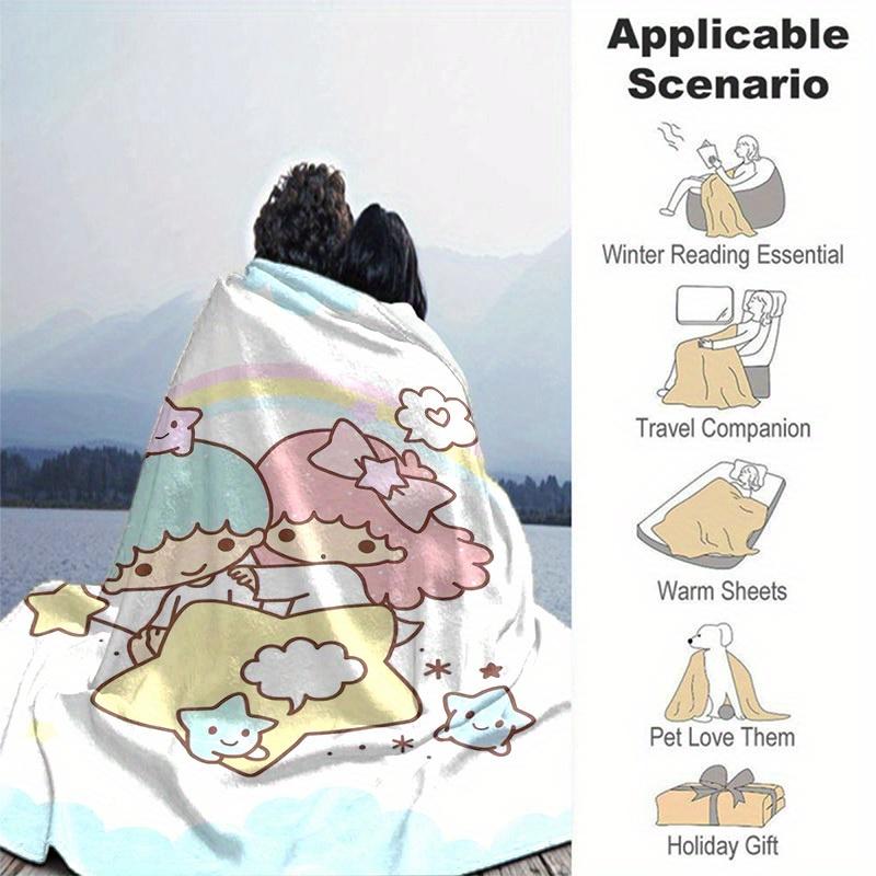 1pc, Sanrio Cozy Home Decor: Soft Flannel Blanket for Bedroom, Living Room & Travel, Perfect Gift! Star-Themed Sofa Throw, Outdoor Camping Blanket, Ca