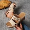 Retro Flower Decor Wedges Sandals for Women Plus Size Thick Sole Chunky Platform Slippers Summer Comfort Non Slip Beach Shoes