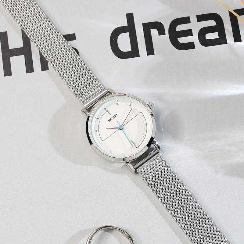 2023 Kezzi Minimalist French Niche Waterproof Couple Watches for Women, Mesh Band Pair