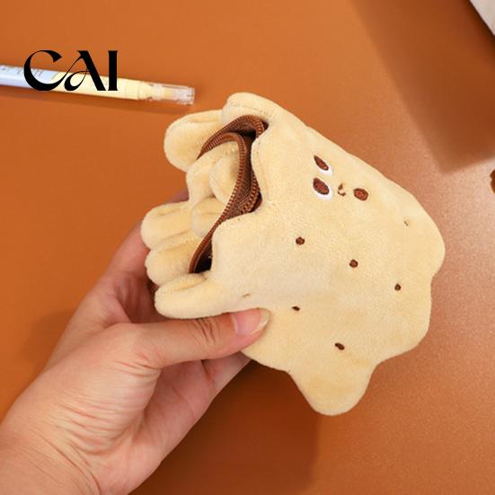 Cute Plush Pencil Case Cookie Shape Stationery Bag, Soft Stuffed Biscuit Funny Food Shaped Pen Case, Large Capacity Cosmetic Organizer, for