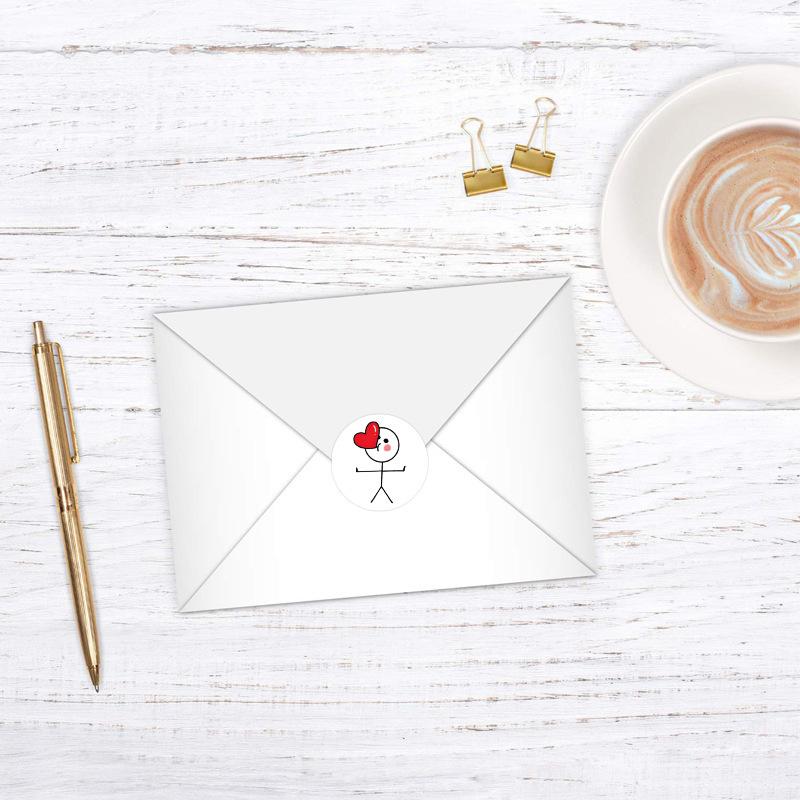 500pcs 20mm Cartoon Reward Sticker Roll Love Adhesive Labels Stickman Sticker for Valentine Wedding Gift Decor Envelope Sealing