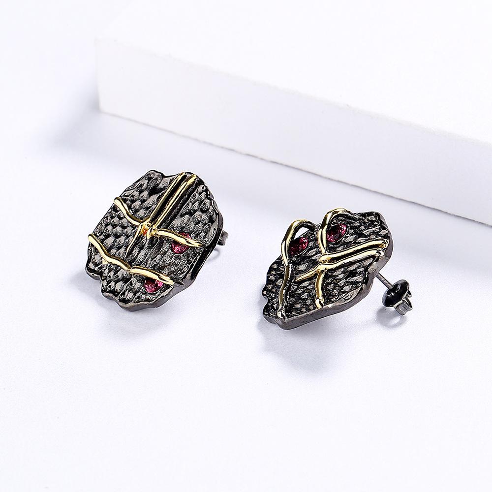 High Quality Ethnic Style Pomegranate Ruby Modern Earring  Silver Women's Jewelry Creative Black Gold Two-tone Earring
