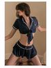 Manyan Sexy Policewoman Lace Top & Pleated Skirt Uniform, Bold Backless Design